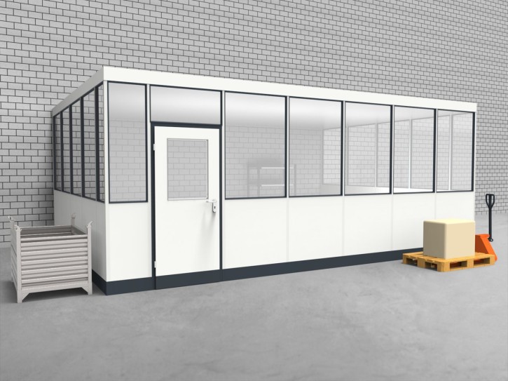 Hallenbüro 3-seitig 6,50 x 4,50 m 29,25 m² (HB3-6545) Hallenbüro 3-seitig 6,50 x 4,50 m 29,25 m² (HB3-6545)