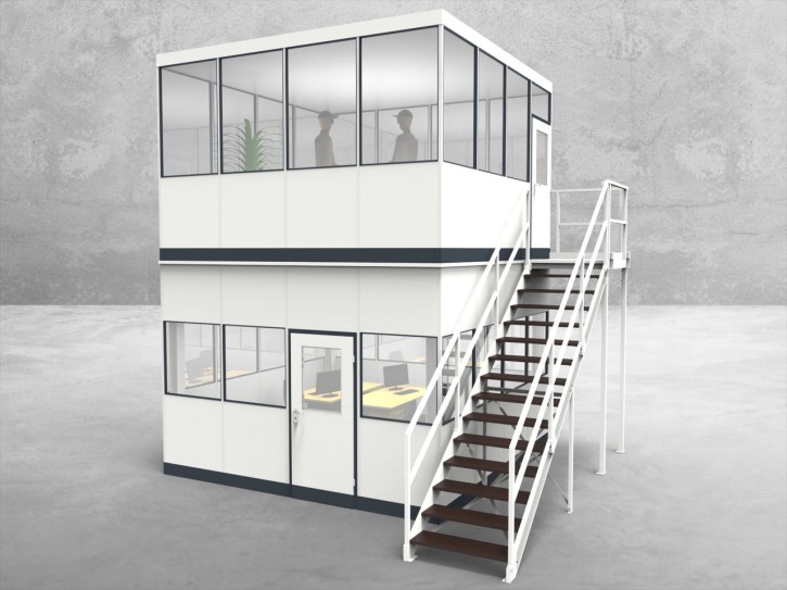 Hallenbüro als Doppelstock 4-seitig 4,00 x 4,00 m 16 m² (HD4-4040) Hallenbüro als Doppelstock 4-seitig 4,00 x 4,00 m 16 m² (HD4-4040)