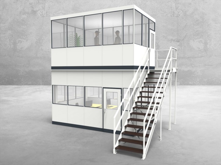 Hallenbüro als Doppelstock 4-seitig 4,50 x 3,00 m 13,5 m² (HD4-4530) Hallenbüro als Doppelstock 4-seitig 4,50 x 3,00 m 13,5 m² (HD4-4530)