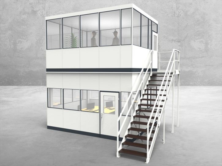 Hallenbüro als Doppelstock 4-seitig 4,50 x 3,50 m 15,75 m² (HD4-4535) Hallenbüro als Doppelstock 4-seitig 4,50 x 3,50 m 15,75 m² (HD4-4535)