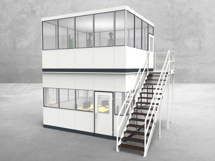 Hallenbüro als Doppelstock 4-seitig 4,50 x 4,00 m 18 m² (HD4-4540) Hallenbüro als Doppelstock 4-seitig 4,50 x 4,00 m 18 m² (HD4-4540)