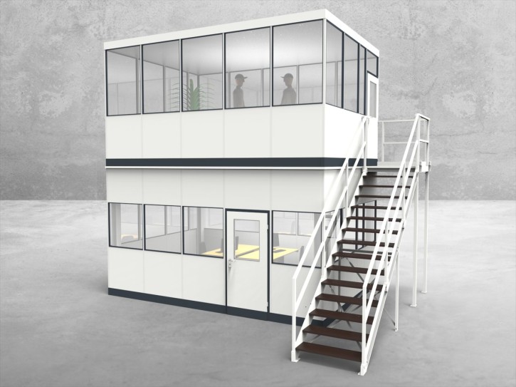 Hallenbüro als Doppelstock 4-seitig 5,00 x 3,50 m 17,5 m² (HD4-5035) Hallenbüro als Doppelstock 4-seitig 5,00 x 3,50 m 17,5 m² (HD4-5035)
