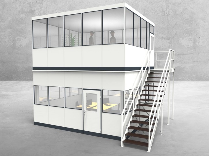 Hallenbüro als Doppelstock 4-seitig 5,00 x 4,50 m 22,5 m² (HD4-5045) Hallenbüro als Doppelstock 4-seitig 5,00 x 4,50 m 22,5 m² (HD4-5045)