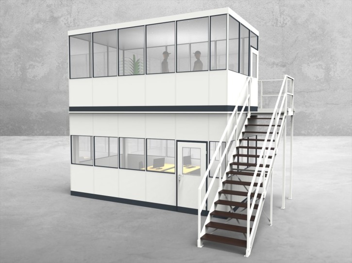 Hallenbüro als Doppelstock 4-seitig 5,50 x 3,00 m 16,5 m² (HD4-5530) Hallenbüro als Doppelstock 4-seitig 5,50 x 3,00 m 16,5 m² (HD4-5530)