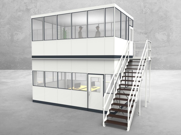 Hallenbüro als Doppelstock 4-seitig 5,50 x 3,50 m 19,25 m² (HD4-5535) Hallenbüro als Doppelstock 4-seitig 5,50 x 3,50 m 19,25 m² (HD4-5535)
