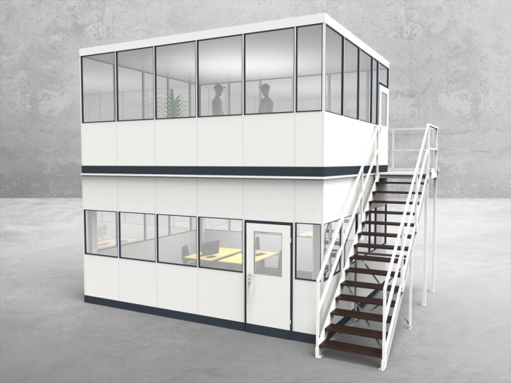 Hallenbüro als Doppelstock 4-seitig 5,50 x 4,50 m 24,75 m² (HD4-5545) Hallenbüro als Doppelstock 4-seitig 5,50 x 4,50 m 24,75 m² (HD4-5545)