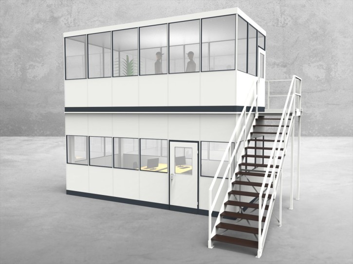 Hallenbüro als Doppelstock 4-seitig 6,00 x 3,00 m 18 m² (HD4-6030) Hallenbüro als Doppelstock 4-seitig 6,00 x 3,00 m 18 m² (HD4-6030)