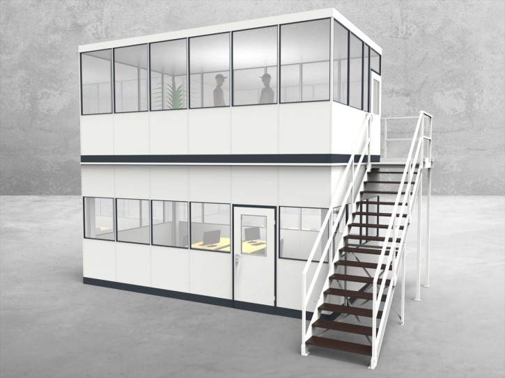 Hallenbüro als Doppelstock 4-seitig 6,00 x 3,50 m 21 m² (HD4-6035) Hallenbüro als Doppelstock 4-seitig 6,00 x 3,50 m 21 m² (HD4-6035)