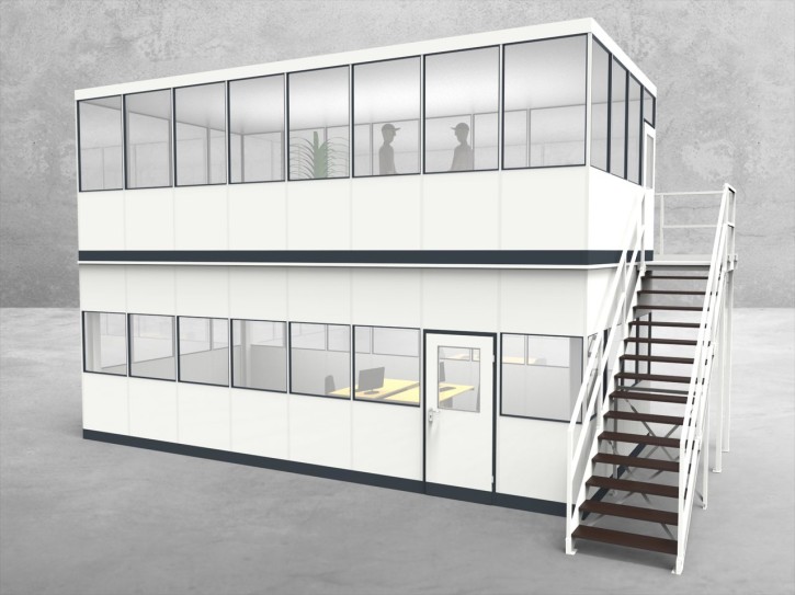 Hallenbüro als Doppelstock 4-seitig 8,00 x 4,00 m 32 m² (HD4-8040) Hallenbüro als Doppelstock 4-seitig 8,00 x 4,00 m 32 m² (HD4-8040)