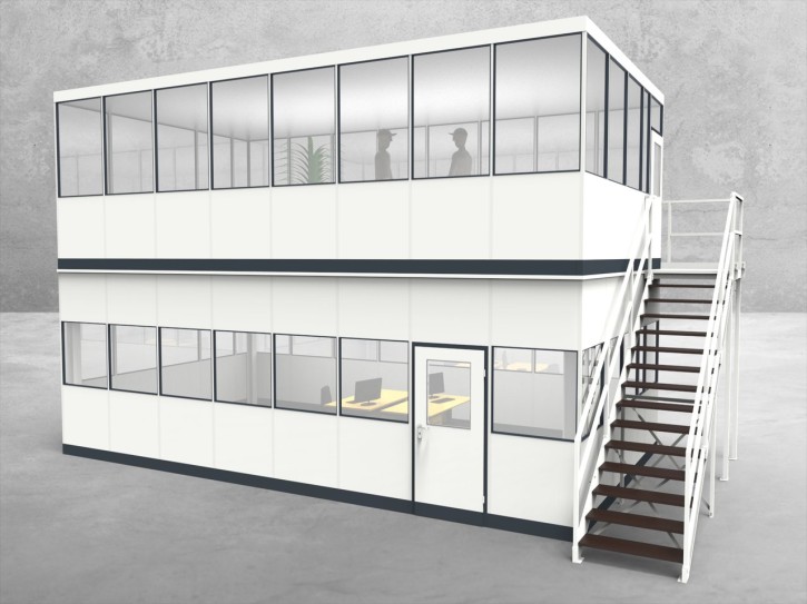 Hallenbüro als Doppelstock 4-seitig 8,00 x 4,50 m 36 m² (HD4-8045) Hallenbüro als Doppelstock 4-seitig 8,00 x 4,50 m 36 m² (HD4-8045)
