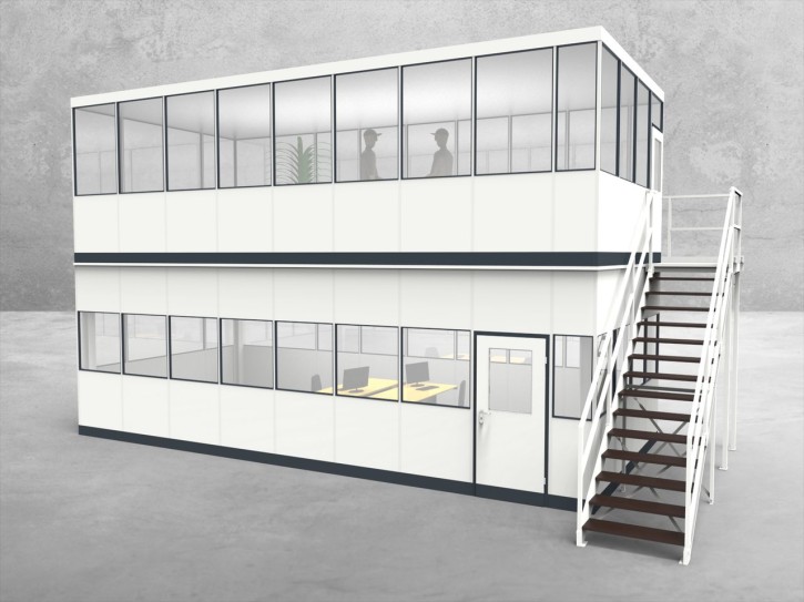 Hallenbüro als Doppelstock 4-seitig 8,50 x 4,00 m 34 m² (HD4-8540) Hallenbüro als Doppelstock 4-seitig 8,50 x 4,00 m 34 m² (HD4-8540)