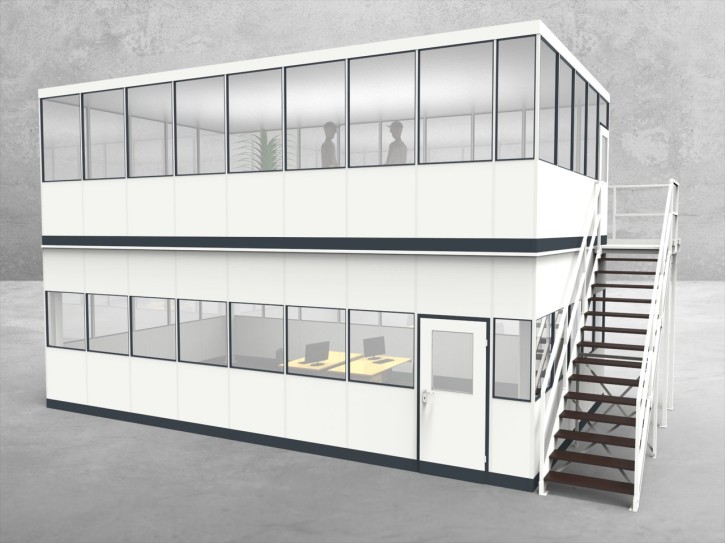 Hallenbüro als Doppelstock 4-seitig 8,50 x 5,00 m 42,5 m² (HD4-8550) Hallenbüro als Doppelstock 4-seitig 8,50 x 5,00 m 42,5 m² (HD4-8550)