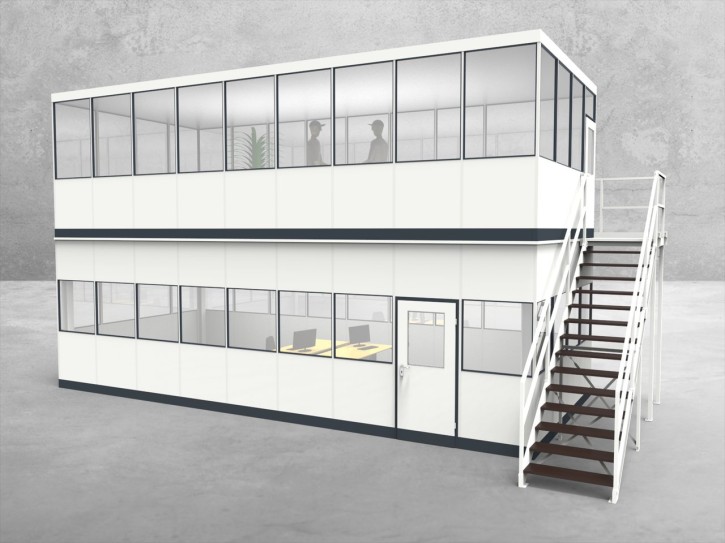 Hallenbüro als Doppelstock 4-seitig 9,00 x 4,00 m 36 m² (HD4-9040) Hallenbüro als Doppelstock 4-seitig 9,00 x 4,00 m 36 m² (HD4-9040)