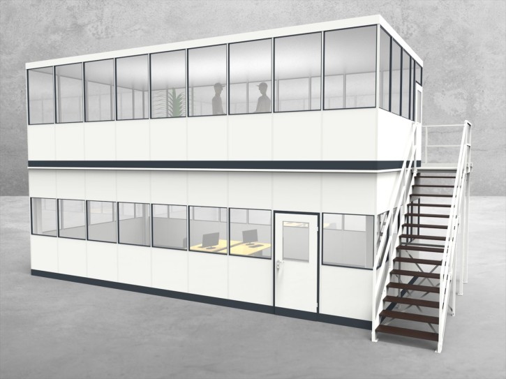 Hallenbüro als Doppelstock 4-seitig 9,00 x 4,50 m 40,5 m² (HD4-9045) Hallenbüro als Doppelstock 4-seitig 9,00 x 4,50 m 40,5 m² (HD4-9045)