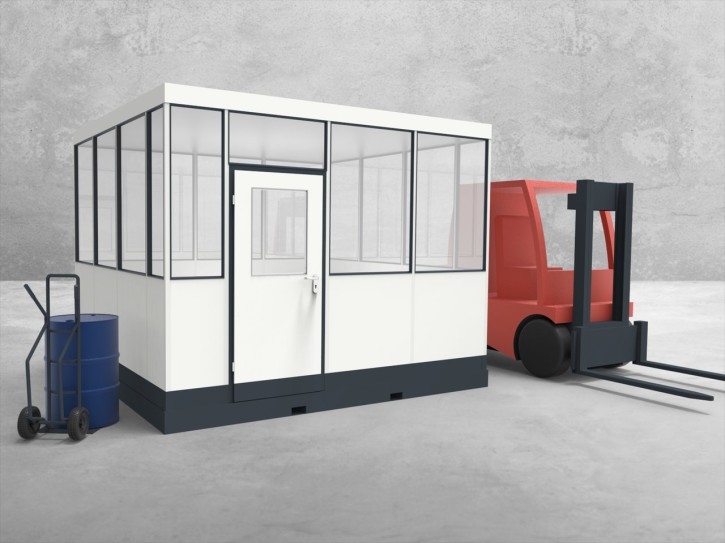 Mobiles Hallenbüro 4-seitig 3,50 x 3,50 m 12,25 m² (HM4-3535)