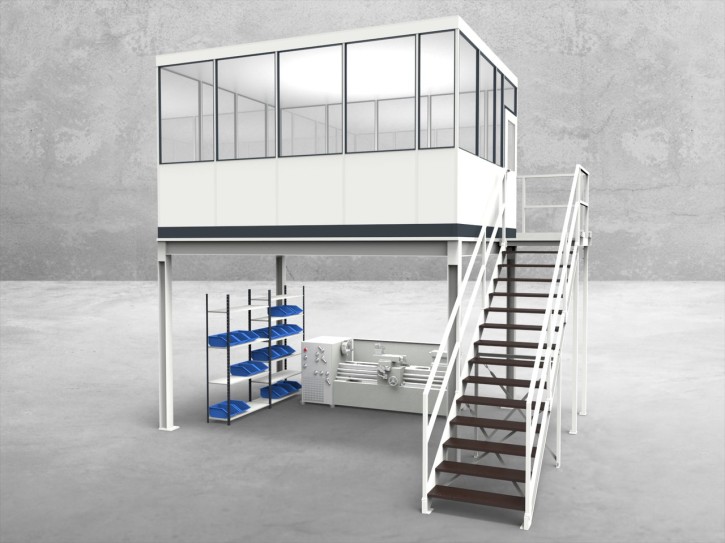 Hallenbüro auf Stahlbau 4-seitig 4,50 x 3,50 m 15,75 m² (HS4-4535) Hallenbüro auf Stahlbau 4-seitig 4,50 x 3,50 m 15,75 m² (HS4-4535)