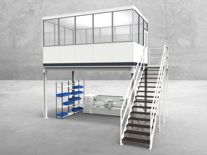 Hallenbüro auf Stahlbau 4-seitig 5,00 x 3,00 m 15 m² (HS4-5030) Hallenbüro auf Stahlbau 4-seitig 5,00 x 3,00 m 15 m² (HS4-5030)