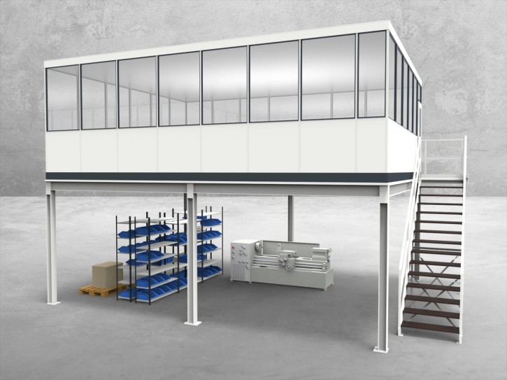 Hallenbüro auf Stahlbau 4-seitig 7,50 x 6,00 m 45 m² (HS4-7560) Hallenbüro auf Stahlbau 4-seitig 7,50 x 6,00 m 45 m² (HS4-7560)